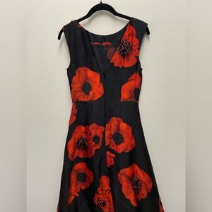 Tracy Reese black and red floral dress size 2